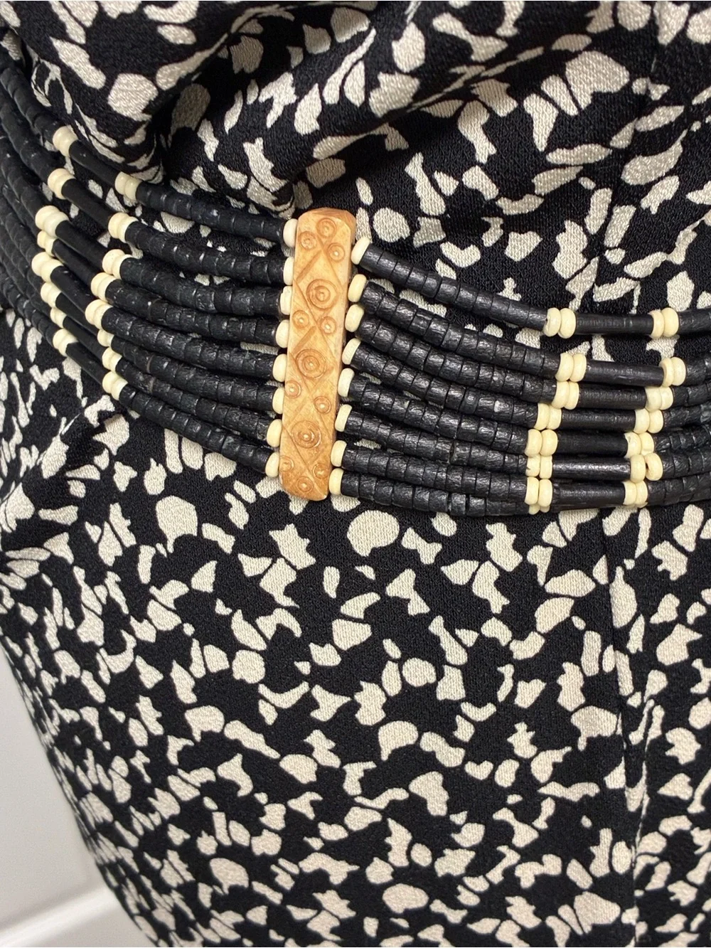 Vintage 1970s handmade bone & horn bead belt.